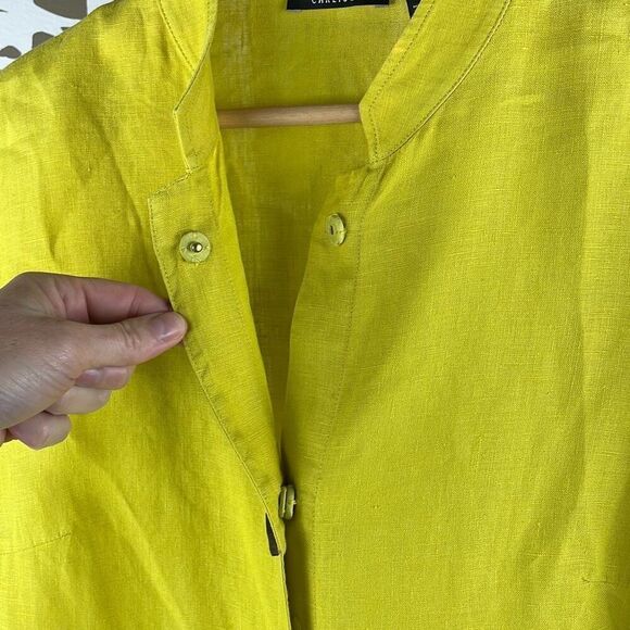 Carlisle 100% LINEN Asymmetrical Hem Top Acid Green Chartreuse 2 - Picture 4 of 14